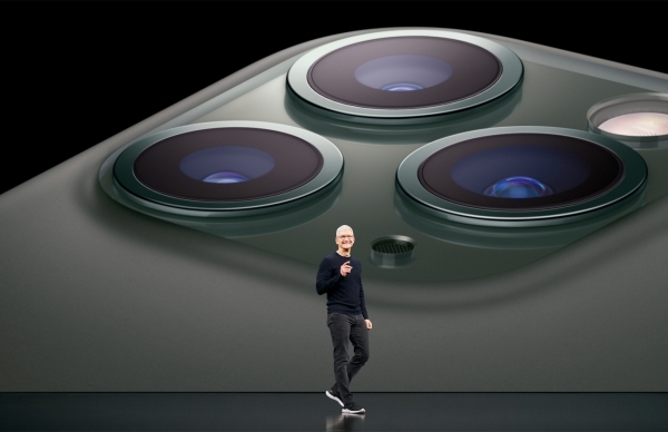Apple CEO Tim Cook introducing the iPhone 11 series
